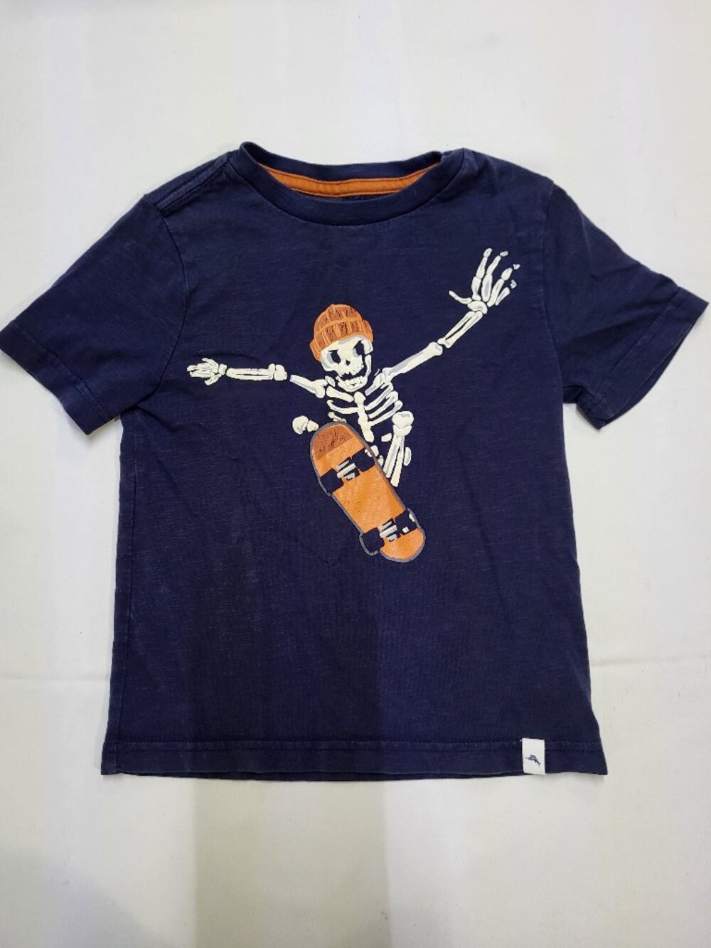 Tommy Bahama Boys Navy Skeleton Skateboard Tee Size XS 4T